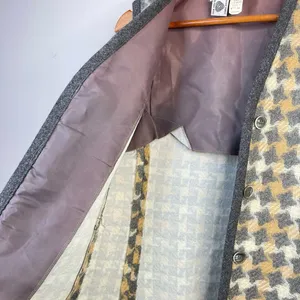 Vintage 60s 70s Patty Woodard Wool houndstooth Plaid Long mod Vest womens 10 S M thumbnail 5