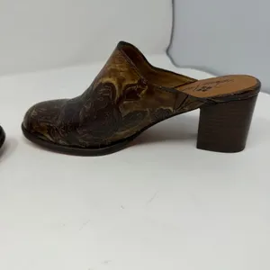 Patricia Nash Floral Tooled Leather Mules Brown Block Heel Women 7.5 thumbnail 12