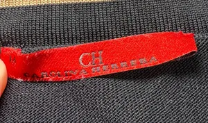 CH Carolina Herrera Black Bow Contrast Trim Knit Top M Quiet Luxury thumbnail 3