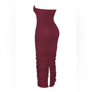 House of CB SAPPHIRE WINE GATHERED MAXI DRESS, Size Small, $239 thumbnail 8