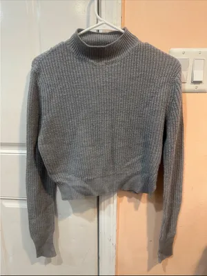 UK2LA Grey Ribbed Mock Neck Knit Sweater thumbnail 1