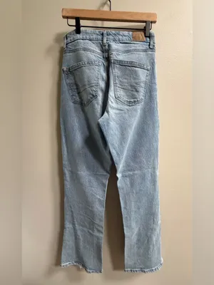 American Eagle Curvy ’90s Bootcut Slit‎ Hem Denim Jeans Light Minimalist AE Chic thumbnail 10