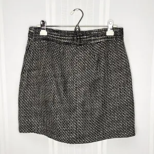 LOFT Petites Tweed Mini Skirt Double Front Patch Pockets Sparkly 8P Black White thumbnail 10