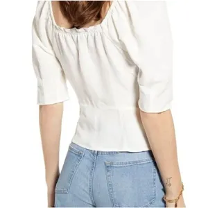 NWT Something Navy Button Front Fitted Top‎ thumbnail 2