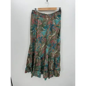 Catherine Malandrino‎ Womens Paisley Satin Maxi Skirt Size L Boho Gypsy Hippie thumbnail 2