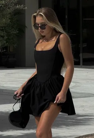Zara dress mini corset ruffled balloon bodycon summer cocktail wedding thumbnail 1