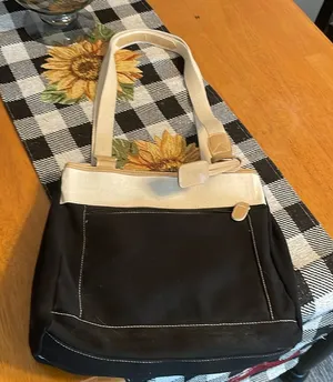 TR Bentley 3 compartment shoulder purse 100 percent cotton thumbnail 1