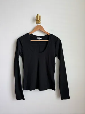 Z Supply Sirena Rib Long Sleeve Scoop Neck Tee Black Women's Medium thumbnail 4