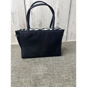 Small Black Handbag Crossbody With Zebra Stripe Interior & Removable Strap thumbnail 3