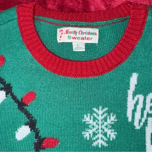 Novelty Christmas‎ Ugly Sweater Size L “Ho Ho Bottoms up” Pullover Women’s thumbnail 4