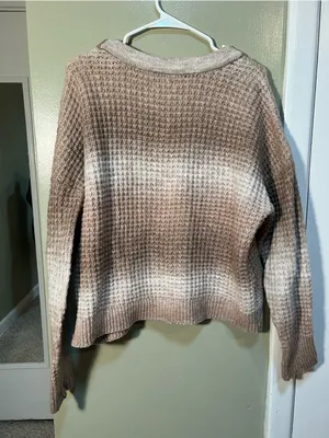 Sonoma Women's Size XL Cozy Yarn Button Front Cardigan Sweater Brown Beige White thumbnail 6