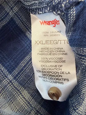 Wrangler Babydoll Plaid Blue White Western Shirt Popover V-Neck Flannel XXL‎ thumbnail 8