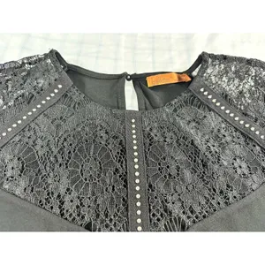 Belldini Black Lace & Rhinestone Flutter Sleeve Top - Size 2X thumbnail 6