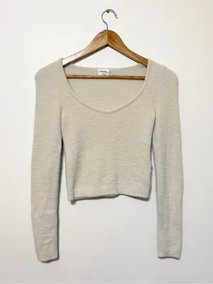 Aritzia Wilfred Free Hush Knit Sweetheart Sweater Size XS Cream Soft Cozy thumbnail 2