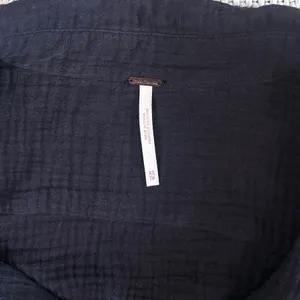 Free People Sunstreaks Tie Front Button Down Blouse in Black XS thumbnail 9