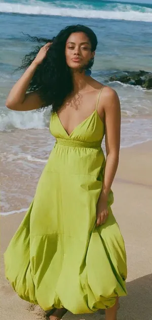By Anthropologie V-Neck Tiered Bubble-Hem Dress thumbnail 1