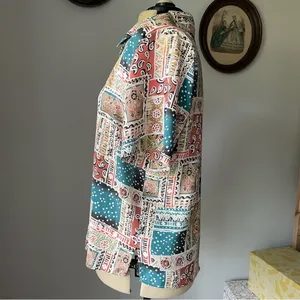 VINTAGE 1990s patchwork pattern button down blouse thumbnail 6