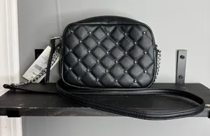 Rebecca Minkoff Black Quilted Studded Crossbody Bag Purse thumbnail 1