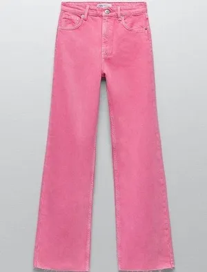 Zara Wide Leg Solid Color Pink Pants thumbnail 2