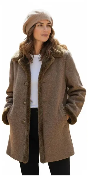 VINTAGE J. JILL Wool Jacket with Faux Fur Trim thumbnail 1