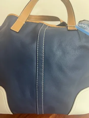 Coach Hadley Navy Tan Trim and White Accents added scarf for flair thumbnail 10