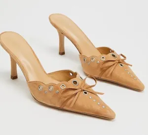 Olomisa Faux Suede Kitten Heel Mules Mustard thumbnail 1