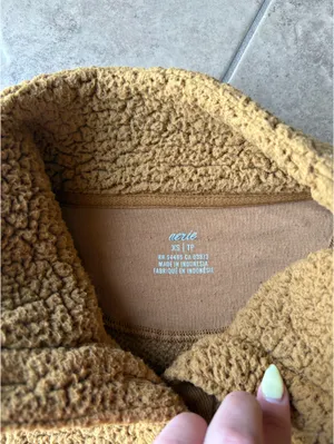 Aerie Tan Sherpa Quarter Snap Pullover Sweater thumbnail 6
