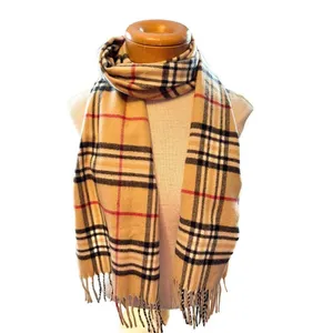 plaid winter Scarf Beige Tartan Plaid 70" x 12" Unisex thumbnail 7