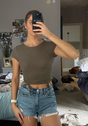 Princess Polly Stormi Top Khaki thumbnail 1