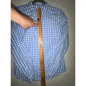UNTUCKit Aria Blue‎ White Gingham Check Cotton Button Down Shirt Womens Size 6 thumbnail 4