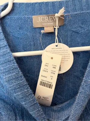 J. Crew Women's Dusty Blue Cable-Knit Crewneck Sweater thumbnail 3