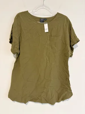 Gap maternity linen pocket top green size small thumbnail 1