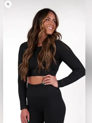 NWT Acta Ribbed Seamless Long Sleeve Shirt in Black Size XL thumbnail 1