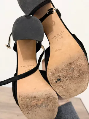 Kate spade black heels velvet block heel size 5.5 platform thumbnail 4