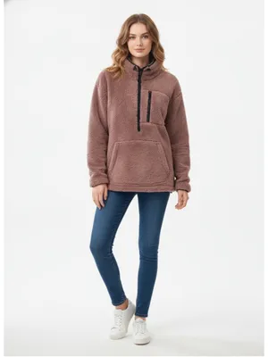 PINK Victoria's Secret Sherpa Teddy Half Zip Pullover Jacket In Rose Size XL thumbnail 2