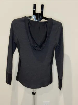 Columbia Charcoal Gray Waffle Knit Henley Hoodie Top Size Large thumbnail 5