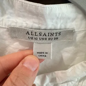 AllSaints Mae Shirt White Pleated Bib Tuxedo Blouse Organic Cotton‎ US 6 thumbnail 2
