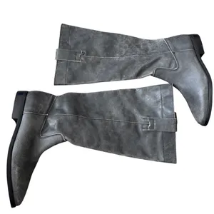 Steve Madden Grey Distressed Leather Tall Knee High Boots Size 6 Low Heel NEW thumbnail 7