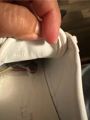 Gucci White Leather Sneakers with Red and Black Heel Tabs and Green-Red Web thumbnail 5