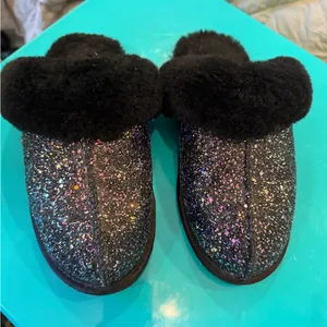 UGG Women's Scuffette II Cosmos slippers in a black glitter colorway- size 6! thumbnail 1