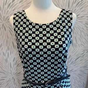 Liz Claiborne Navy Blue‎ Polka Dot Sleeveless Belted Short Dress Sz 4 thumbnail 4