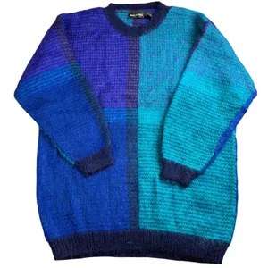 Angora (MH) Blend Sweater Women‎ Medium Blue Purple Colorblock Vtg Paul Harris thumbnail 2