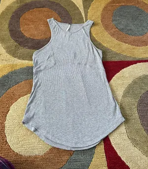 Free People Kiss My Back Tank Top Grey Ribbed Back Cutout Bra Closure Size Large thumbnail 1