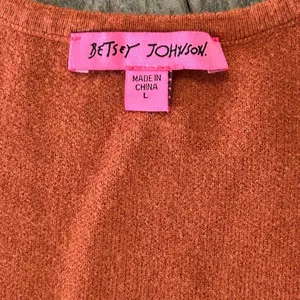Betsey Johnson Knit Sweater Dress Fall Burnt Orange Puff Sleeve Midi L thumbnail 7