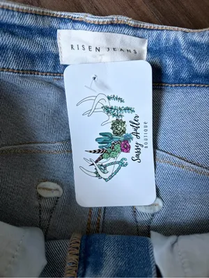 NWT Risen Jeans Light Blue Women's Cropped Wide-Leg shorts thumbnail 7