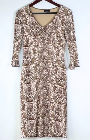 Vintage Y2K Wet Seal Paisley Milkmaid Dress Large Midi Fairycore Lettuce Flutter thumbnail 1