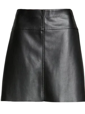 MAX STUDIO Black Faux Leather Mini Skirt A Line Soft Pull On XS $118 thumbnail 6
