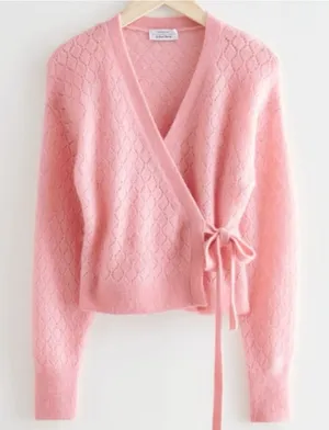 NEW & OTHER STORIES Pointelle Knit Wrap Cardigan Small thumbnail 1