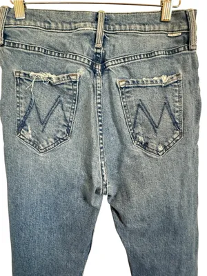 MOTHER High Waisted Rider Skimp Jeans 28 Bloom and Doom Distressed Straight Leg thumbnail 5