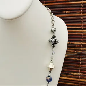 Chico’s Long Silver Tone Beaded Necklace thumbnail 3